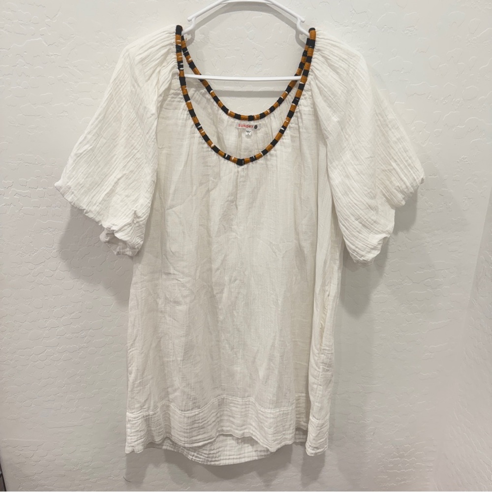 Sundry Tunic Top Womens 1 Small Balloon Sleeve Resortwear Vacation Beach